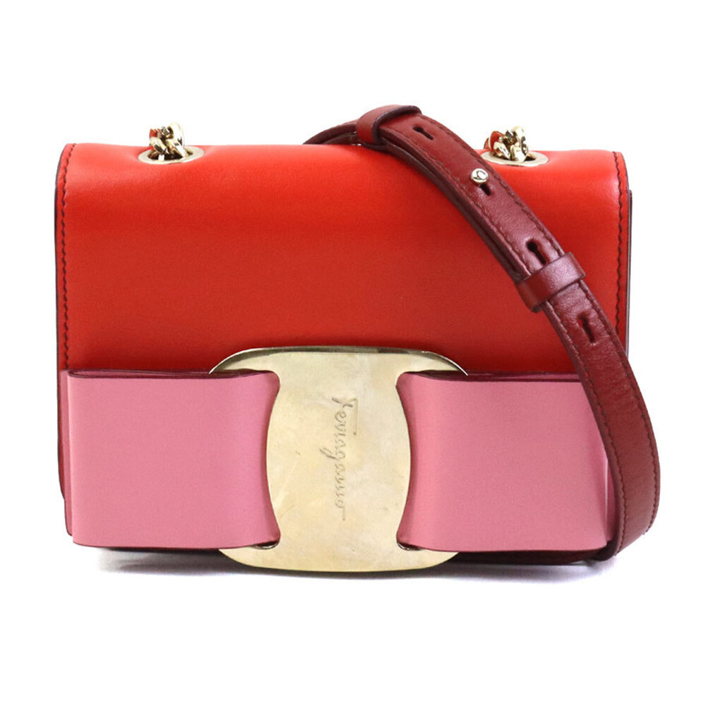 Salvatore Ferragamo shoulder bag, Vara ribbon, leather, red/pink, women's, 56...